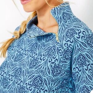 NEW Lilly Pulitzer Playa Bonita Pullover Bon Bon Blue Go Your Own Wave Size XS